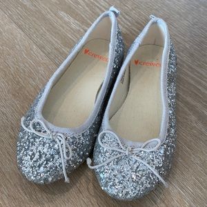 Crewcuts silver glitter ballet flats, size 11